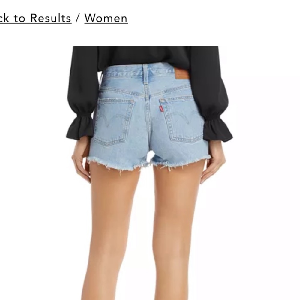 Levi Original Fit high rise cut Off Shorts Blue